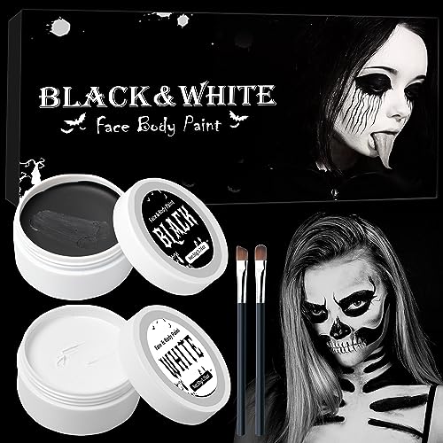 Halloween Gesicht Schminke Schwarz Weiß,Halloween Spezialeffekt Make Up Set, Halloween Vampir Zombie Skelett Clown Schminke Make Up, für Kunst Theater Halloween Party Cosplay Kinder Erwachsene von Kaiyingxin