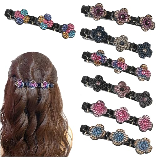 Kaizuca 7 Stück Haarspangen Damen, Doppelschicht-Haarspangen mit funkelnden Kristallsteinen, Elegante Geflochtene Strass-Haarklammer für Frauen und Mädchen von Kaizuca
