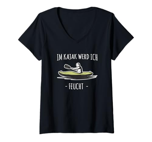 Damen Lustiger Kajak Spruch - Im Kayak werd ich feucht T-Shirt mit V-Ausschnitt Damen Lustiger Kajak Spruch - Im Kayak werd ich feucht T-Shirt mit V-Ausschnitt von Kajak und Kanu Geschenke