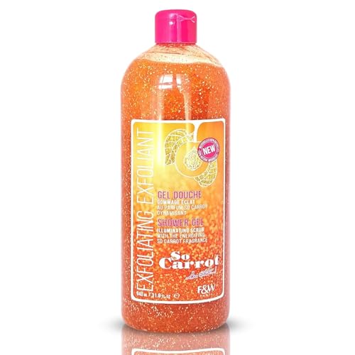 Duschgel Body Wash mit Karottenöl & Aprikose 940ml - Strahlende Haut Feuchtigkeitsspendend Glättend | Große Flasche fair & white so carrot mit peeling mit Kajal Sticker von Kajal