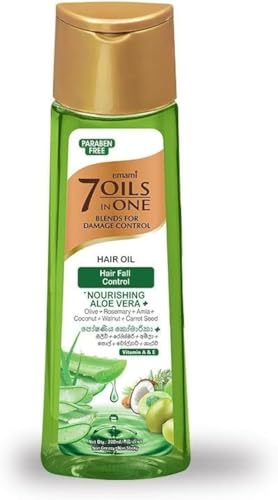 Emami 7 Oils in One Blends Aloe Vera Haaröl Damage Control 200 ml - Gegen Haarausfall, Tiefenwirksame Pflege & Haarbruch | Arganöl, Kokosöl, Mandelöl, Amla mit Kajal Sticker von Kajal
