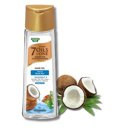 Emami 7 Oils in One Blends Coconut Haaröl – Damage Control 200 ml Nährt & Stärkt das Haar | Ideal für Geschädigtes Oder Trockenes Haar, lockig mit Kajal Sticker von Kajal