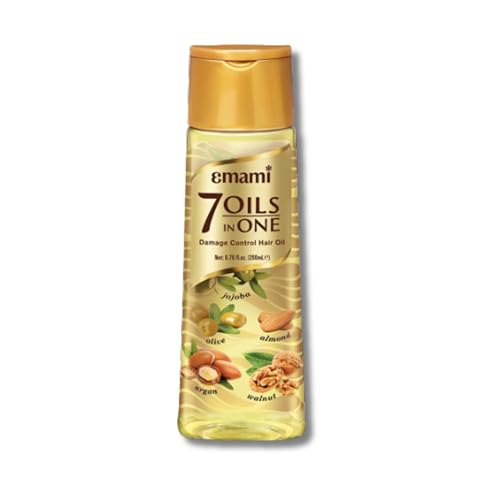 Emami 7 Oils in One Blends Almond Haaröl Damage Control 200 ml - Natürlich, sulfatfrei, Haarpflege Haarschäden, Glanz Wachstum | Für Glanz, Pflege Mit Kajal Sticker von Kajal