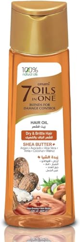 Emami 7 Oils in One Blends Sheabutter Haaröl Damage Control Feuchtigkeit 200 ml - 100% natürlich Für Glanz, Glättung & Pflege | Idea fur Alle Haartypen mit Kajal Sticker von Kajal