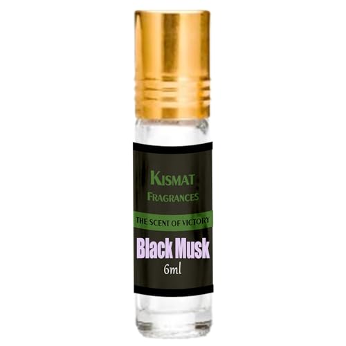 Kismat-Duftöl, alkoholfreies Parfümöl für Männer und Frauen, sowohl für den täglichen Gebrauch als auch für besondere Anlässe geeignet, 6 ml. (Black Musk) von Kajal