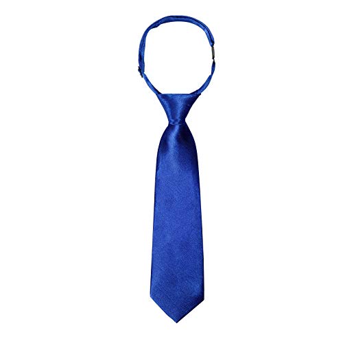 Jungen Mädchen Handgemacht Vorgebunden Krawatte - Einstellbar Schule Krawatten Satin Plain farbige formale Krawatte für Jungen Mädchen Hochzeits Schuluniform (Königsblau,28 cm(Alter 2-5)) von Kajeer
