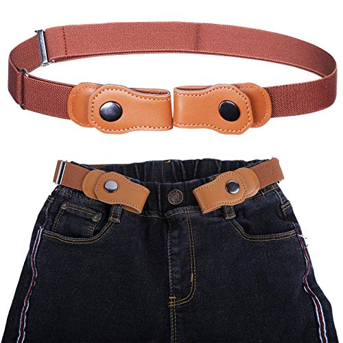 Jungen Ohne Schnalle Elastisch Gürtel - Einstellbar Ohne Schnalle Unsichtbarer Gürtel Passt 50-81 cm Unsichtbare Stretchgürtel für 2-15 jährige Kinder Jeans (Braun) von Kajeer