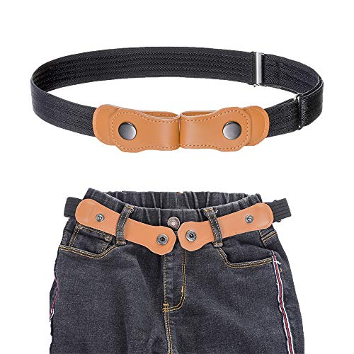 Jungen Ohne Schnalle Elastisch Gürtel - Einstellbar Ohne Schnalle Unsichtbarer Gürtel Passt 50-81 cm Unsichtbare Stretchgürtel für 2-15 jährige Kinder Jeans (Schwarzes Wellenmuster) von Kajeer