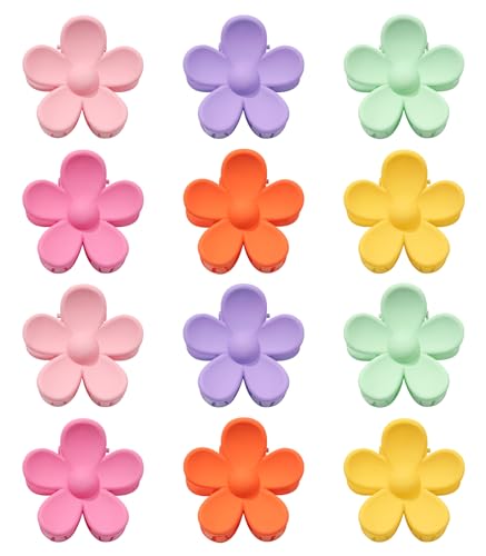 Kajeer 12 Stück Klein Blumen-Haarklammer für Damen Mädchen, Matte Haarklammern Rutschfeste Niedlich Haarspangen für Dünnes Haar Dickes Haar von Kajeer