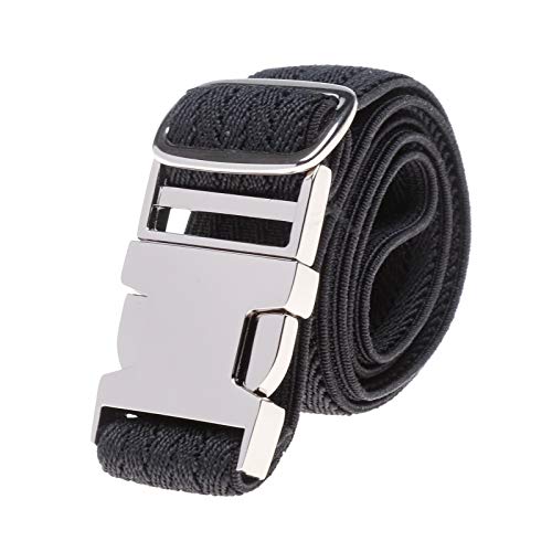 Kinder Elastische Schnalle Hose Gürtel - Verstellbarer Jungen Gürtel mit Zinklegierung Schnalle für Mädchen Einfacher Verschluss (Schwarze Kräuselung) von Kajeer
