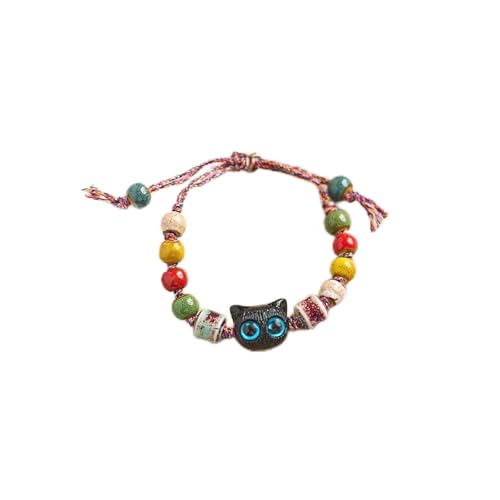 Kajfjad Katzenarmband, verstellbares Seil, geflochtener Charm-Schmuck mit einzigartigen Katzen-Anhängern für Tierliebhaber, modisches Manschetten-Armband, Geschenk für Katzenliebhaber, Einheitsgröße von Kajfjad