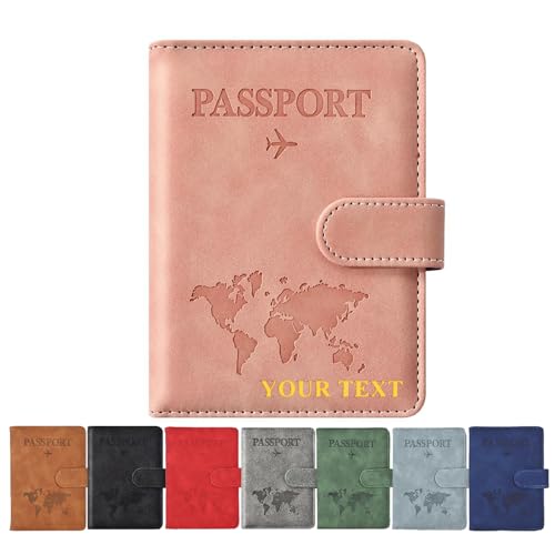 Reisepasshülle für Reiseutensilien, personalisierte Namen, Initialen, geprägt, Reisepasshülle, Zubehör, RFID-blockierende Reisepasshülle für Damen und Herren, Einfarbige Schnalle, Casual von KakaTify