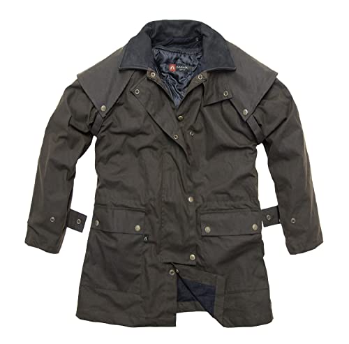 Australien Style Drover Herren-Regen-Jacke, Wachs-Jacke mit abnehmbaren Schultercape und herausnehmbarem Innenfutter bis Größe 5XL (64-66 von Kakadu Traders Australia