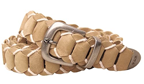 Kakadu Traders Australia Echtleder Gürtel geflochten Ledergürtel handgemachte Herren Damen Unisex Western Style Vintage mit Metall-Schnalle ca. 4 cm breit in braun schwarz beige rost von Kakadu Traders Australia