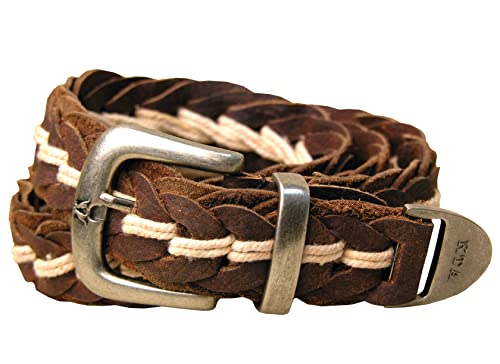 Kakadu Traders Australia Ledergürtel geflochten handgemachter Echtleder Gürtel Herren Damen Unisex Western Style Vintage mit Metall-Schnalle ca. 4 cm breit in braun schwarz beige rost von Kakadu Traders Australia