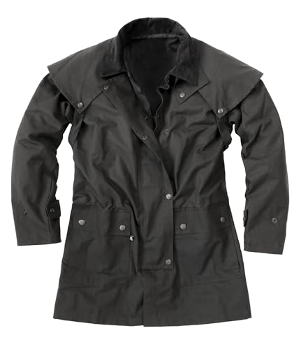 Kakadu Traders Australia Outdoor Regenjacke geölt und gefüttert mit herausnehmbaren Innenfutter-atmungsaktiv in schwarz und braun Reiten Wandern Jagd Motorrad für Herren und Damen bis 5XL von Kakadu Traders Australia