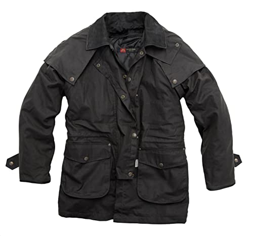 Outdoor Wachsjacke Regenjacke Herren und Damen schwarz und braun- Australien Style Drover mit extra Innenfutter bis 5XL von Kakadu Traders Australia