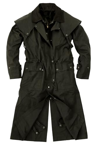 Outdoor Wachsmantel Wachsjacke gefüttert mit herausnehmbaren Innenfutter Regenjacke Regenmantel lang atmungsaktiv schwarz und braun Reiten Wandern Jagd Motorrad große Größen für Herren und Damen von Kakadu Traders Australia