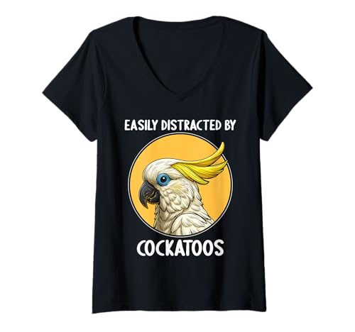 Damen Kakadus Kakadu T-Shirt mit V-Ausschnitt Damen Kakadus Kakadu T-Shirt mit V-Ausschnitt von Kakadus Kakadu Tier Shop