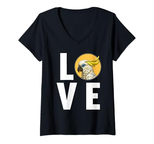 Damen Kakadus Kakadu T-Shirt mit V-Ausschnitt Damen Kakadus Kakadu T-Shirt mit V-Ausschnitt von Kakadus Kakadu Tier Shop