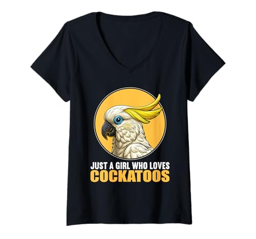 Damen Kakadus Kakadu T-Shirt mit V-Ausschnitt Damen Kakadus Kakadu T-Shirt mit V-Ausschnitt von Kakadus Kakadu Tier Shop