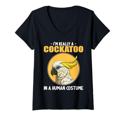 Damen Kakadus Kakadu T-Shirt mit V-Ausschnitt Damen Kakadus Kakadu T-Shirt mit V-Ausschnitt von Kakadus Kakadu Tier Shop