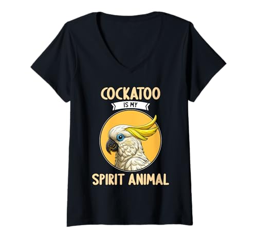 Damen Kakadus Kakadu T-Shirt mit V-Ausschnitt Damen Kakadus Kakadu T-Shirt mit V-Ausschnitt von Kakadus Kakadu Tier Shop