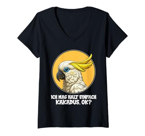 Damen Kakadus Kakadu T-Shirt mit V-Ausschnitt Damen Kakadus Kakadu T-Shirt mit V-Ausschnitt von Kakadus Kakadu Tier Shop