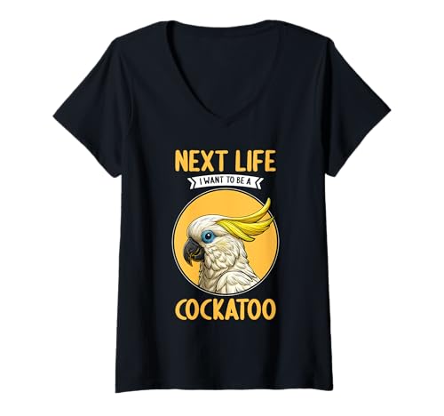 Damen Kakadus Kakadu T-Shirt mit V-Ausschnitt Damen Kakadus Kakadu T-Shirt mit V-Ausschnitt von Kakadus Kakadu Tier Shop