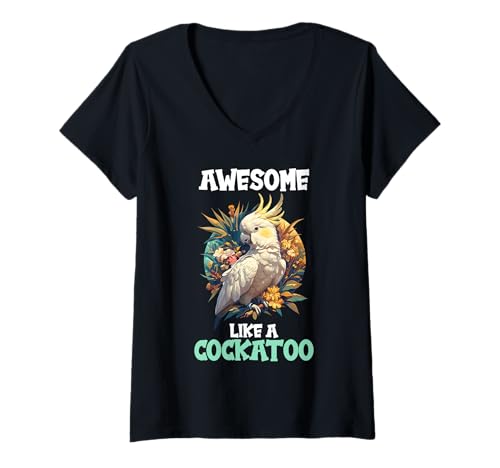 Damen Kakadus Kakadu T-Shirt mit V-Ausschnitt Damen Kakadus Kakadu T-Shirt mit V-Ausschnitt von Kakadus Kakadu Tier Shop