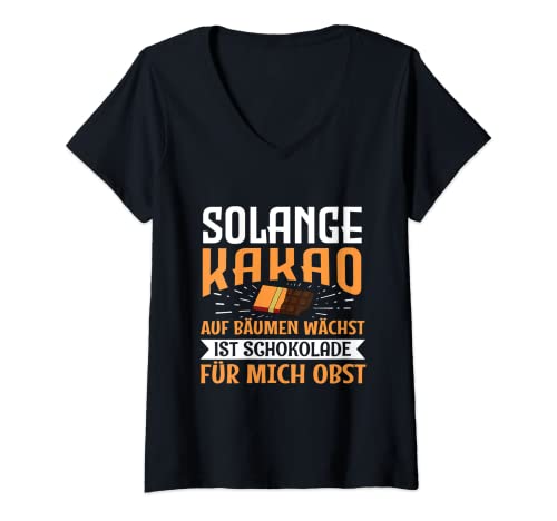 Damen Solange Kakao Auf Bäumen Wächst Ist Schokolade Obst T-Shirt mit V-Ausschnitt von Kakao ist Obst by PeeKay