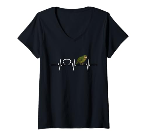 Damen Kakapos Herzschlag Kakapo T-Shirt mit V-Ausschnitt Damen Kakapos Herzschlag Kakapo T-Shirt mit V-Ausschnitt von Kakapos Kakapo Tier Shop