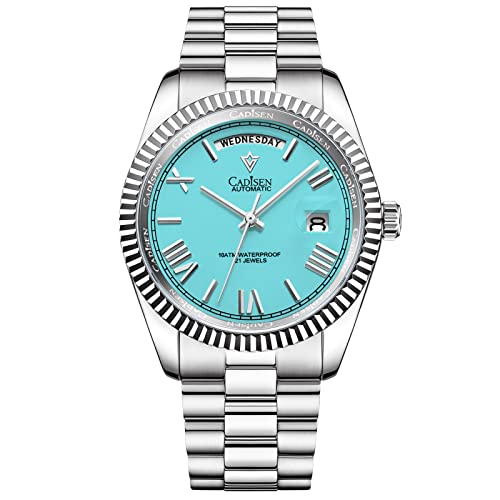 Kakashi CADISEN Design Automatik Uhr Herren Mechanische Edelstahl Wasserdicht Armbanduhren Hommage Nicht-allergisch (8185Blassblau) von Kakashi
