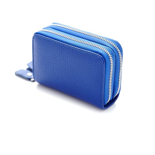Portemonnaie Damen, Klein Kreditkarten Geldbörse mit Münzfach, Mini Brieftasche Damen Doppelreißverschluss, Tragbare Kartenhalter Kleine Brieftasche Damen (Blau) von Kakbrt