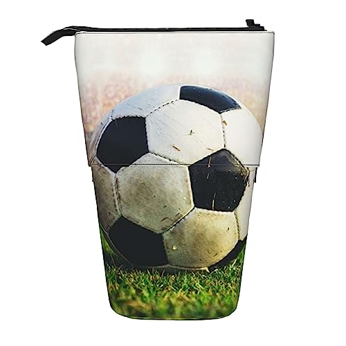 KAKETE Federmäppchen, Motiv: Fußball, Bedruckt, Teleskop-Bleistiftbeutel, stehender Stifthalter, Schreibwaren, organisieren Sie Bleistiftbeutel mit Reißverschluss von KAKETE