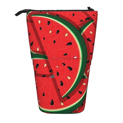 KakeTe Federmäppchen mit rotem Wassermelonen-Motiv, Bedruckt, Teleskop-Bleistiftbeutel, stehender Stifthalter, Schreibwaren, organisieren Sie Bleistiftbeutel mit Reißverschluss von KakeTe