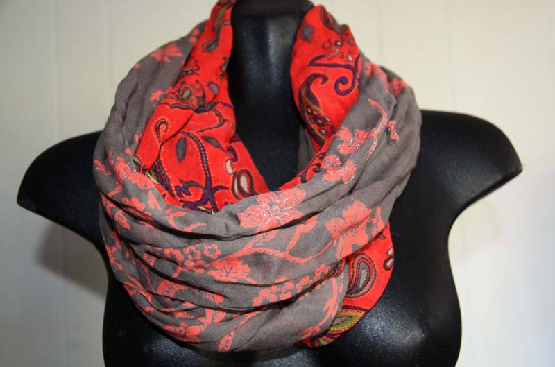 Infinity Schal-Loop Cowl - Loopschal Eternity Schal 68" Umfang 20" Breit Lila Und Braun Ooak von Kakodah