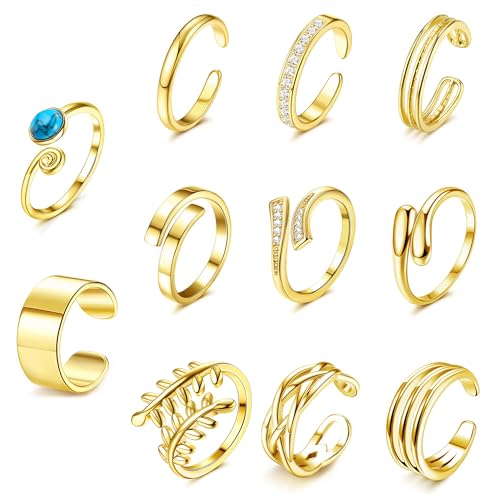 Kakonia 12 Stück Zehenring Zehenringe für Damen Frauen Gold Silber Luamaya Boho Wasserfest Kupfer Glitzer Verstellbare Offene Strand Fußring Türkis Schmuck Set Kakonia 12 Stück Zehenring Zehenringe für Damen Frauen Gold Silber Luamaya Boho Wasserfest Kupfer Glitzer Verstellbare Offene Strand Fußring Türkis Schmuck Set von Kakonia
