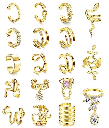 Kakonia 18stk Ear Cuff für Damen Ohrmanschette Ohrringe Earcuffs Set Helix Knorpel Ohrmanschette Ohne Ohrloch Wickelohrring Fakepircings Ohr Cuffs Ohrklemme von Kakonia