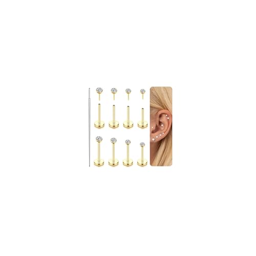 Kakonia 20G Helix Piercings Gold Tragus Piercing Ohr Conch Piercing Nasenpiercing Chirurgenstahl Ohrringe lippenpiercing labret Piercings Studs für Frauen Männer von Kakonia