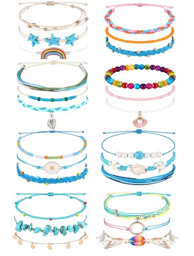 Kakonia 24 Stück Knöchel Armbänder Damen Strand String Perlen Fußkettchen Boho Urlaub Surfer Set Handgemachte Seil Sommer Fußschmuck Einstellbar für Frauen Kakonia 24 Stück Knöchel Armbänder Damen Strand String Perlen Fußkettchen Boho Urlaub Surfer Set Handgemachte Seil Sommer Fußschmuck Einstellbar für Frauen von Kakonia
