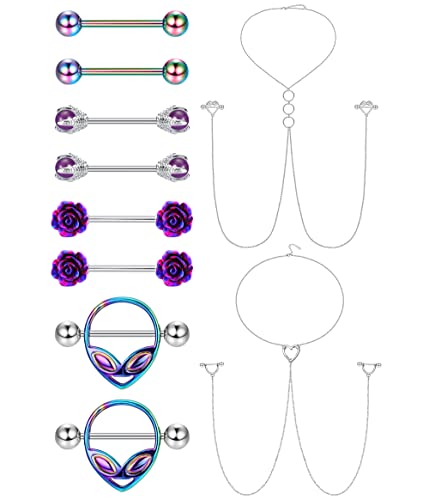 Kakonia 14G Nippelpiercing Schmuck für Damen Frauen 316L Edelstahl Unverlierbare Brustwarzenpiercing Zungenpiercing Barbell Hoop Nipple Piercing Kakonia 14G Nippelpiercing Schmuck für Damen Frauen 316L Edelstahl Unverlierbare Brustwarzenpiercing Zungenpiercing Barbell Hoop Nipple Piercing von Kakonia