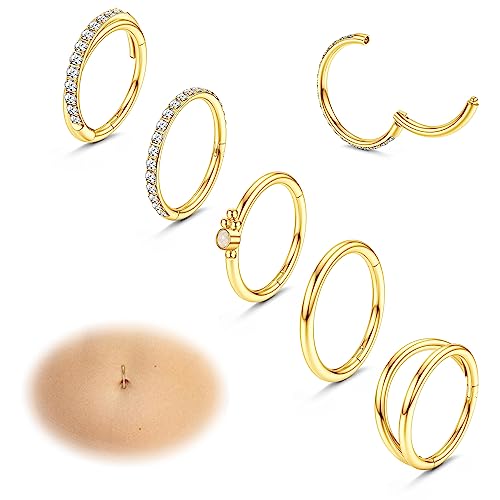 Kakonia 5Stk Bauchnabelpiercing für Damen Frauen Chirurgenstahl Bauchnabelringe Helix Conch Tragus Ohr Piercing Septum Piercing Bauchnabel Bauchnabelpiercing Ring Körper Piercing Schmuck von Kakonia