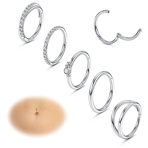 Kakonia 5Stk Bauchnabelpiercing für Damen Frauen Chirurgenstahl Bauchnabelringe Helix Conch Tragus Ohr Piercing Septum Piercing Bauchnabel Bauchnabelpiercing Ring Körper Piercing Schmuck von Kakonia