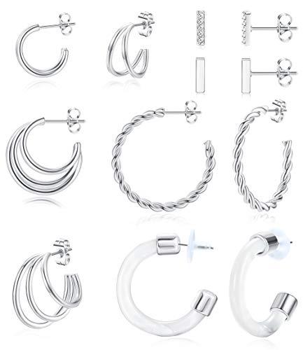 Kakonia 6 Paare Edelstahl Halbe Reifen Ohrringe für Frauen Multipack Offen Verdreht Acryl Doppelte Dreifache Reifen Ohrringe Mini Bar Ohrstecker Set Kakonia 6 Paare Edelstahl Halbe Reifen Ohrringe für Frauen Multipack Offen Verdreht Acryl Doppelte Dreifache Reifen Ohrringe Mini Bar Ohrstecker Set von Kakonia
