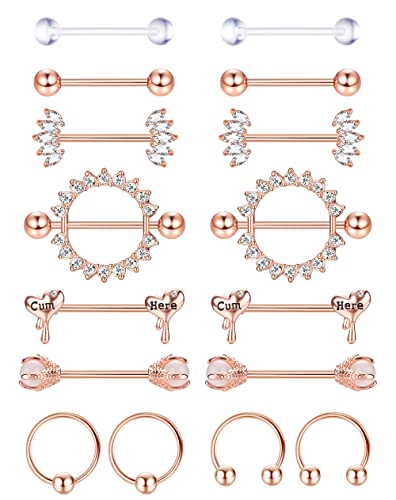 Kakonia 8Paar 14G Nippelpiercing für Damen Chirurgenstahl Schwarz Rosegold Silber Edelstah Glitzer Brustwarzenpiercing Herz Nippelringe Brustwarzen Zirkonia Set für Damen Heren Kakonia 8Paar 14G Nippelpiercing für Damen Chirurgenstahl Schwarz Rosegold Silber Edelstah Glitzer Brustwarzenpiercing Herz Nippelringe Brustwarzen Zirkonia Set für Damen Heren von Kakonia