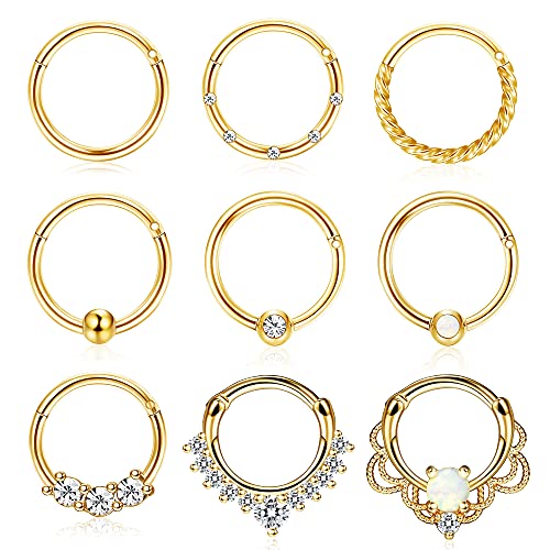 Kakonia 9stk Septum Piercing Chirurgenstahl für Damen Herren 16G Zirkonia Nasenpiercing Ring Tragus Daith Helix Piercing Ring Opal Septum Piercing Set 8MM 10MM Kakonia 9stk Septum Piercing Chirurgenstahl für Damen Herren 16G Zirkonia Nasenpiercing Ring Tragus Daith Helix Piercing Ring Opal Septum Piercing Set 8MM 10MM von Kakonia