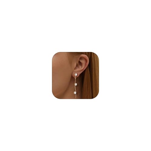 Kakonia Clip Ohrringe,Hypoallergen Ohrclips Damen Ohne Ohrlöcher für Damen Mädchen Perlen Klipp Ohrringe Ohne Ohrloch Silber Lange Tropfen Ohrclips Damen Fake Perlenohrringe Hochzeitsohrringe - Twist von Kakonia