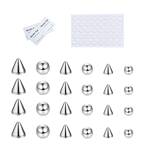 Kakonia 40stk Fake Nose Eyebrow Ring Fake Lip Labret Studs Ersatzkugel mit Aufkleber Faux Nose Studs Fake Nasenpiercing Fake Skin Piercing von Kakonia