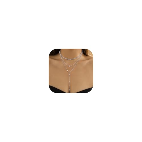 Kakonia Kette Damen,14K Gold/Silber Edelstahl Layering Kette,Trendy Damen Kette Mit Anhänger Zirkon Edelstahl Kette Wasserfest Schlangen Kette Lang Damen Perle Y Kette Choker Halskette Damen -GP Kakonia Kette Damen,14K Gold/Silber Edelstahl Layering Kette,Trendy Damen Kette Mit Anhänger Zirkon Edelstahl Kette Wasserfest Schlangen Kette Lang Damen Perle Y Kette Choker Halskette Damen -GP von Kakonia